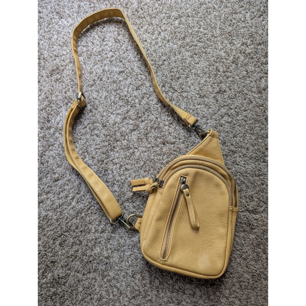 Joy Susan Skyler Sling Bag Women Small Yellow Vegan Leather Crossbody Multi-Zip